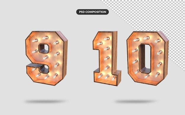 3d number rendering lighting premium psd