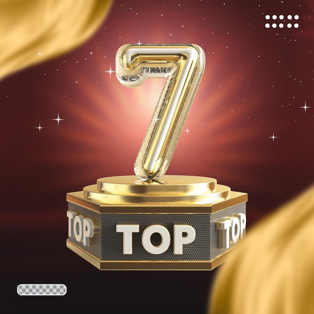 3d number top 7 gold with podium