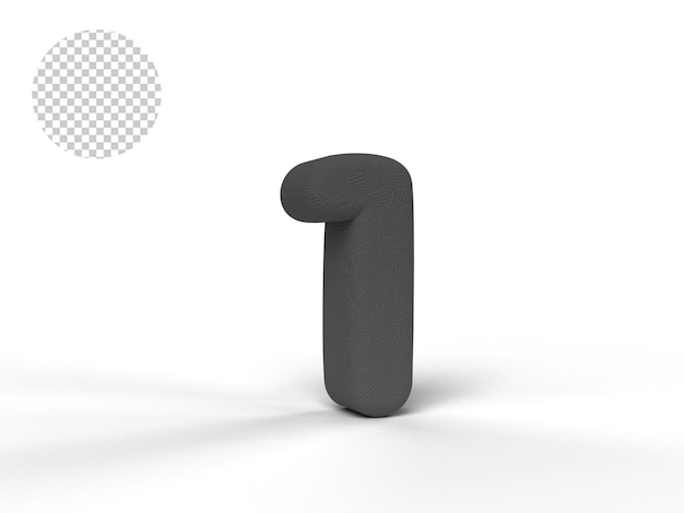 3D NUMBER WITH BLACK TEXTURE - 3D RENDERING