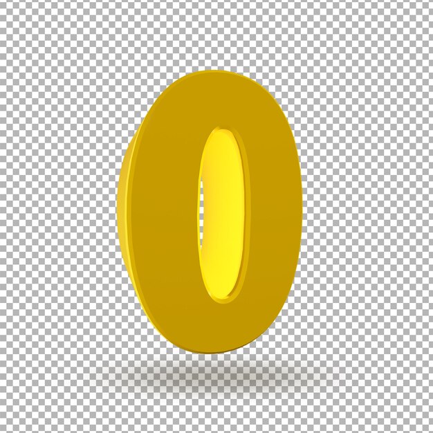 PSD 3d number zero with golden style