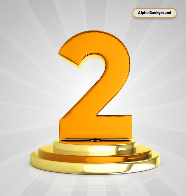 PSD 3d number2 golden style with podium