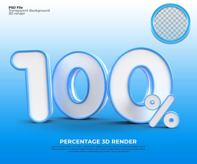 PSD 3d numbers 100 percentage blue