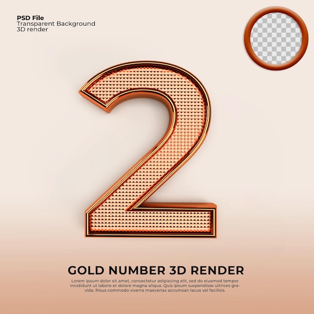 PSD 3d numbers 2 gold luxury