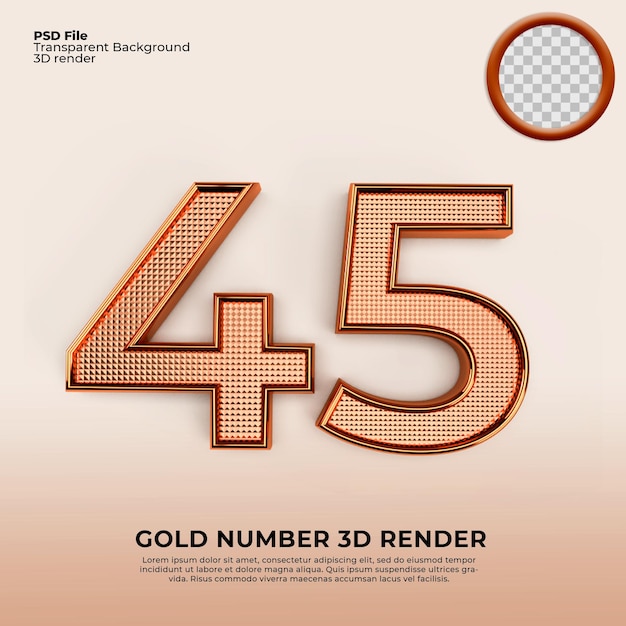 3d numbers 45 gold luxury