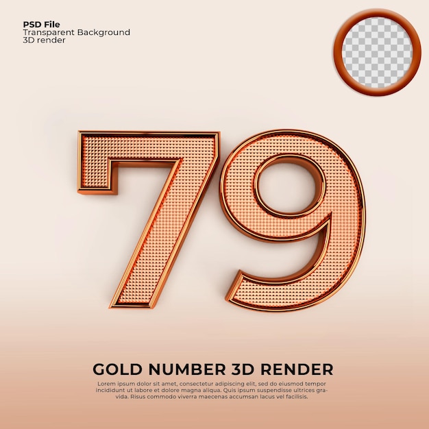 PSD 3d numbers 79 gold luxury