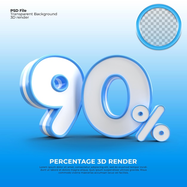 PSD 3d numbers 90 percentage blue