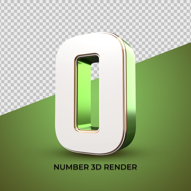 3D nummer 0 groen wit goud kleuren