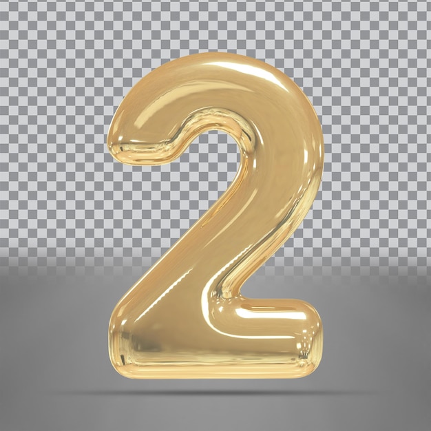 3d nummer 2 render gouden