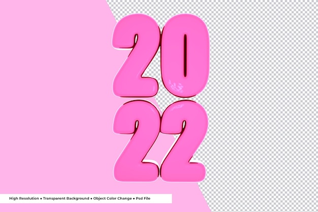 3d-nummer 2022 gelukkig nieuwjaar 3d-rendering