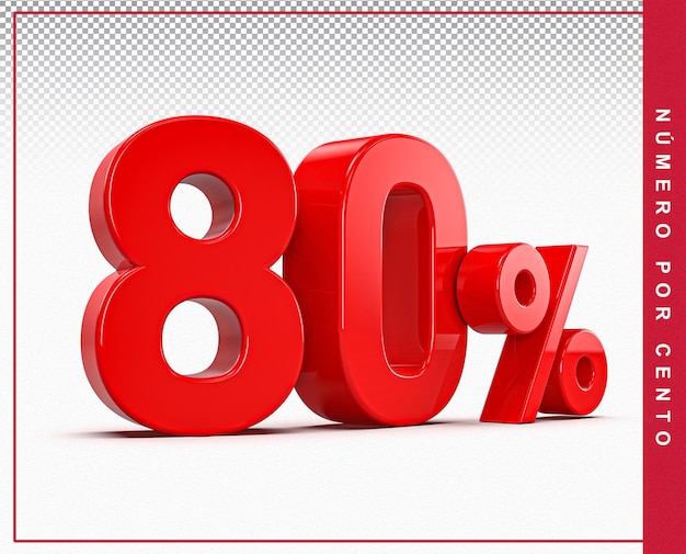 3D Nummer 80 Percentage Rood