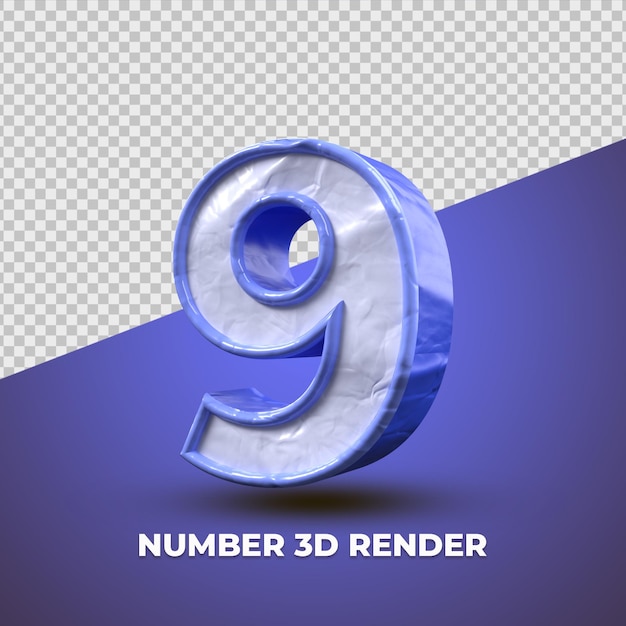 3d nummer 9 blauw plastic