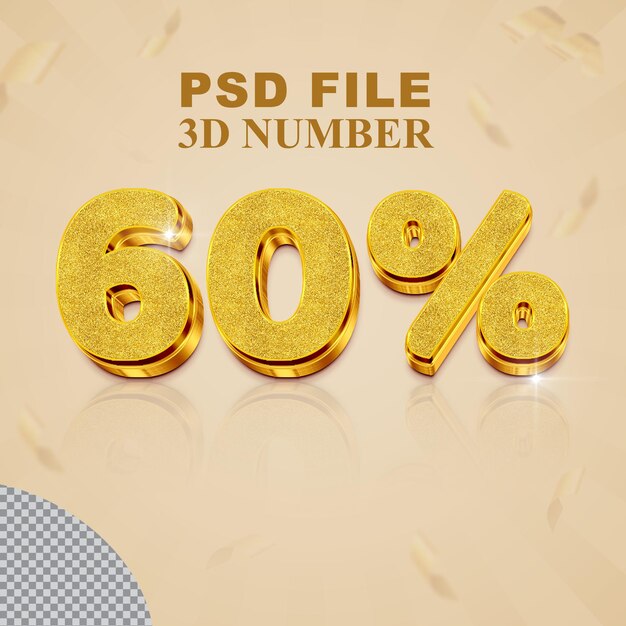 PSD 3d nummer promotie 60 procent stijl kleur goud