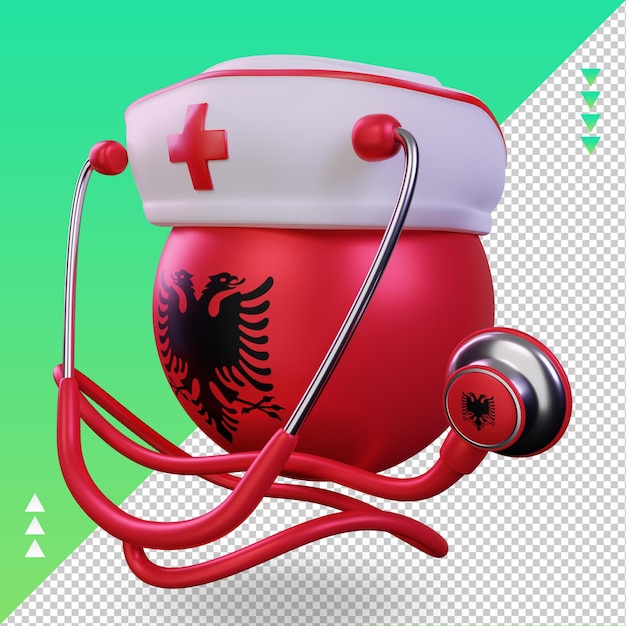 3d nurse day albania flag rendering right view