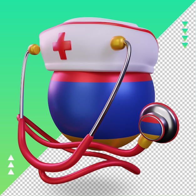 PSD 3d nurse day armenia flag rendering right view