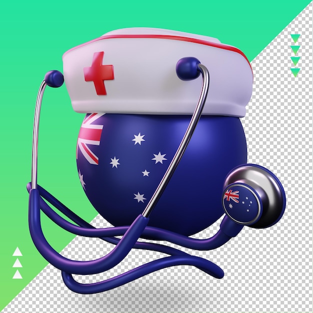 PSD 3d nurse day australia flag rendering right view