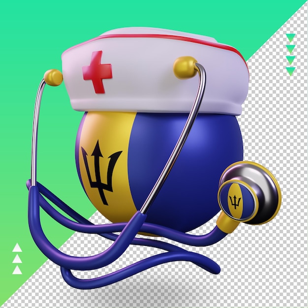 3d nurse day barbados flag rendering vista destra