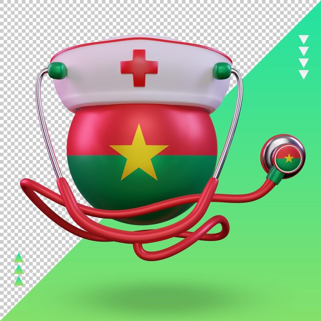 PSD 3d nurse day burkina faso flag rendering front view