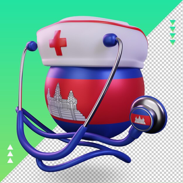 PSD 3d nurse day cambodia flag rendering right view