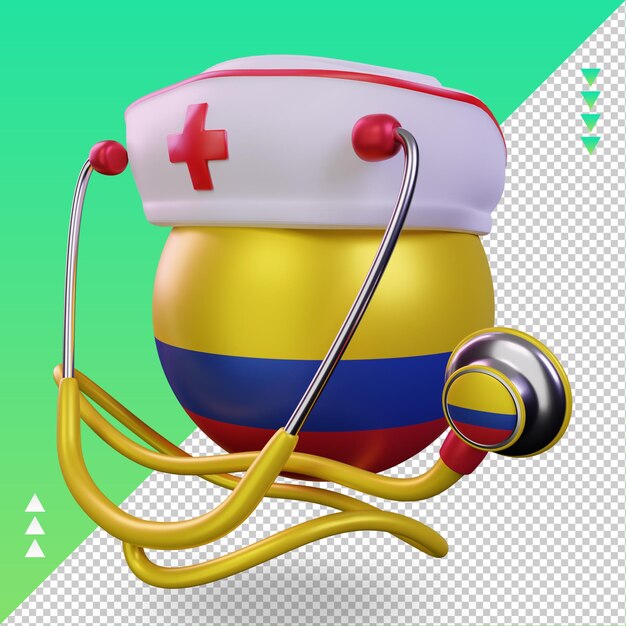 PSD 3d nurse day colombia flag rendering right view