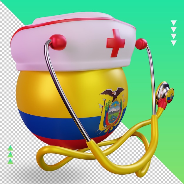 3d nurse day ecuador flag rendering left view