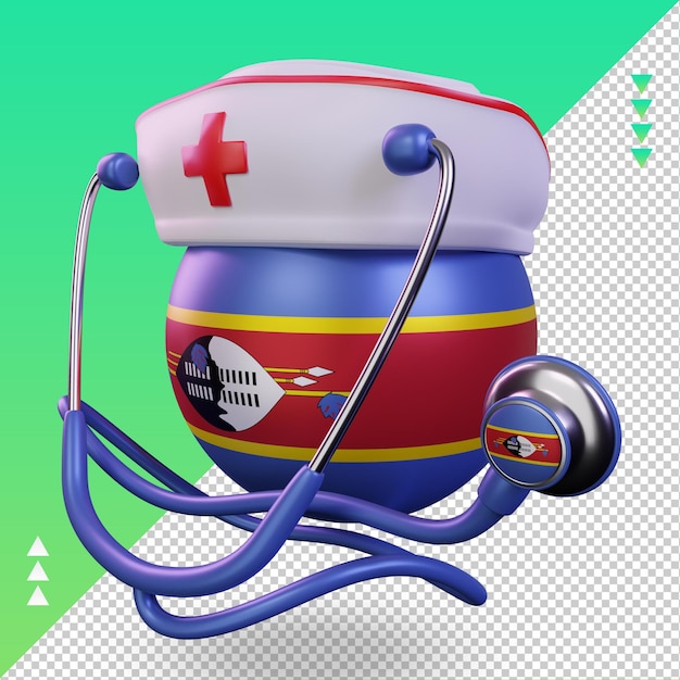 3d nurse day eswatini flag rendering right view