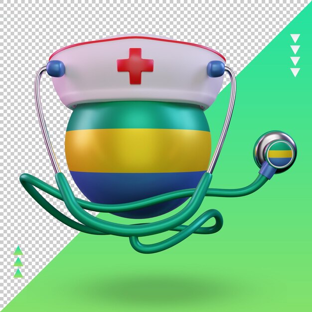 PSD 3d nurse day gabon flag rendering front view