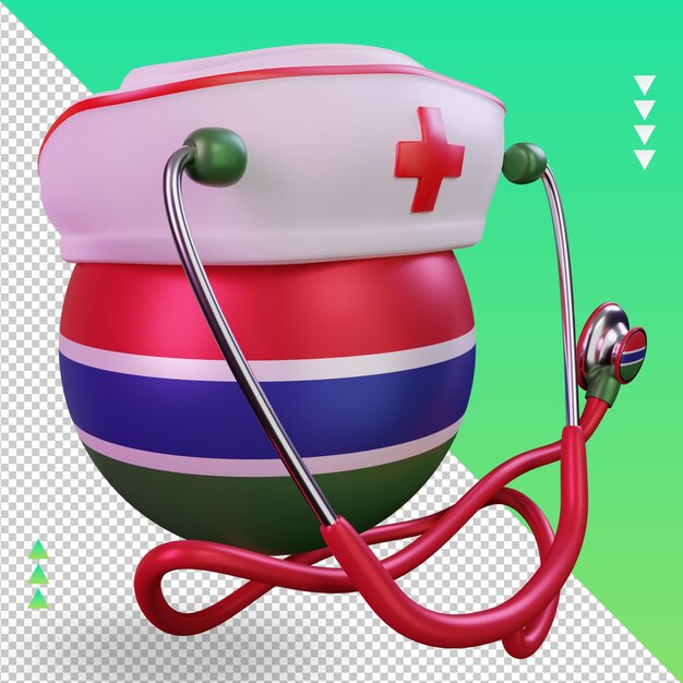 3d nurse day gambia flag rendering left view