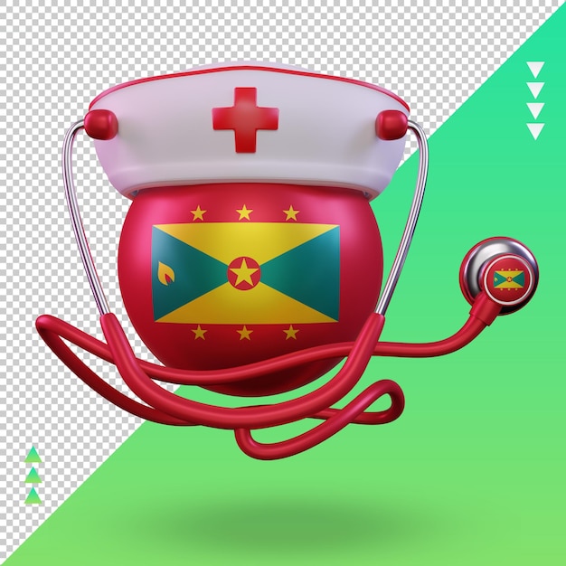 PSD 3d nurse day grenada flag rendering front view