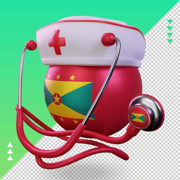 PSD 3d nurse day grenada flag rendering right view