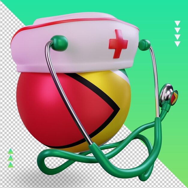 PSD 3d nurse day guyana flag rendering left view