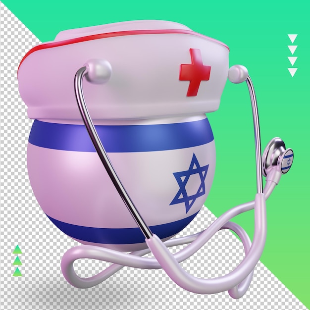 PSD 3d giorno dell'infermiera israele bandiera rendering vista a sinistra