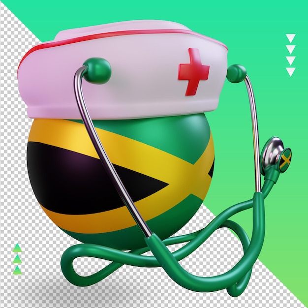 3d nurse day jamaica flag rendering left view