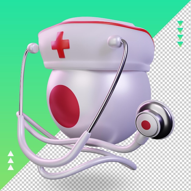 PSD 3d nurse day japan flag rendering right view