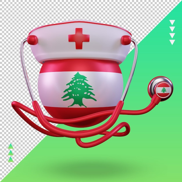 PSD 3d nurse day lebanon flag rendering front view