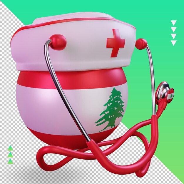 PSD 3d nurse day lebanon flag rendering left view