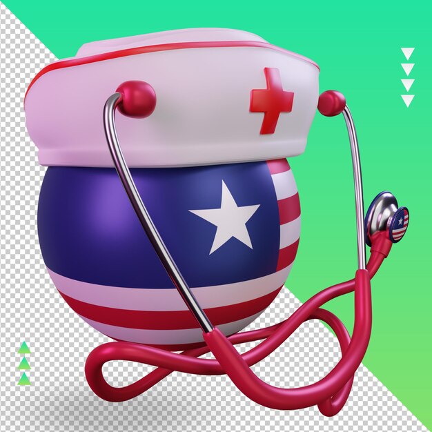 PSD 3d nurse day liberia flag rendering left view