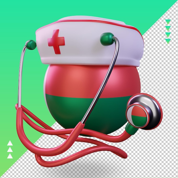 3d nurse day madagascar flag rendering right view