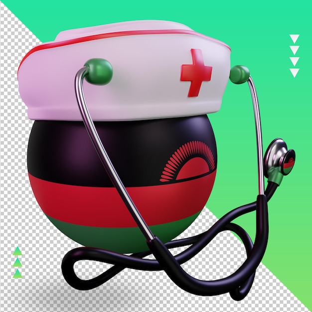 PSD 3d nurse day malawi flag rendering left view