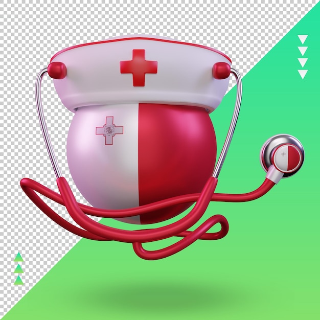 PSD 3d nurse day malta flag rendering front view
