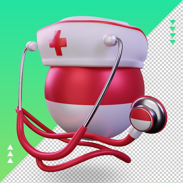 PSD 3d nurse day monaco flag rendering right view