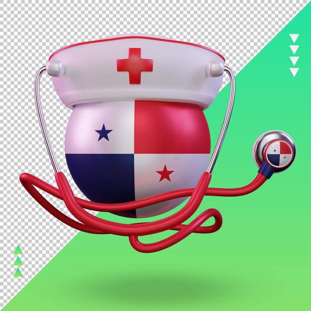 PSD 3d nurse day panama flag rendering front view