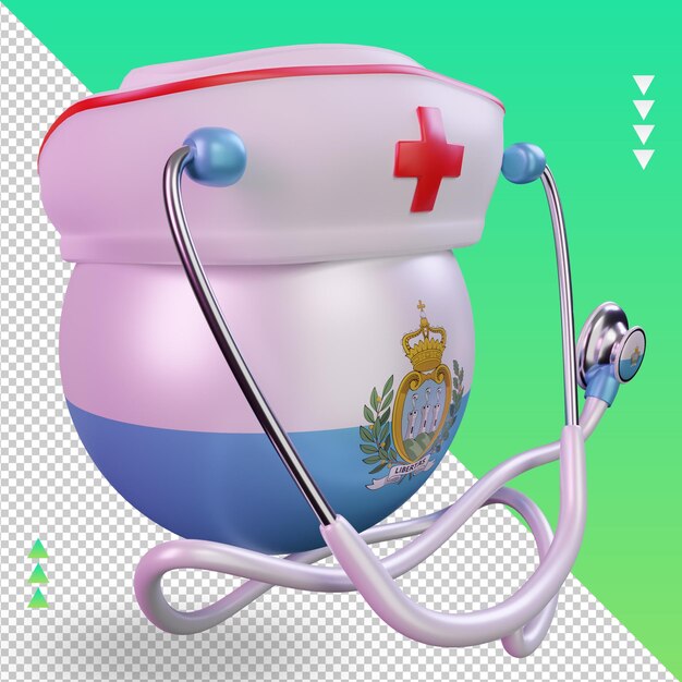 3d nurse day san marino flag rendering left view