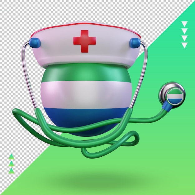 PSD 3d nurse day sierra leone flag rendering front view