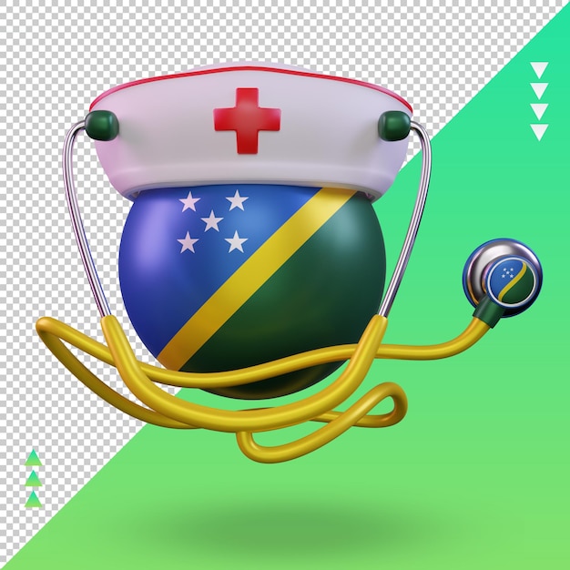 3d nurse day solomon islands flag rendering front view