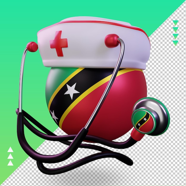 3d nurse day st kitts and nevis flag rendering right view