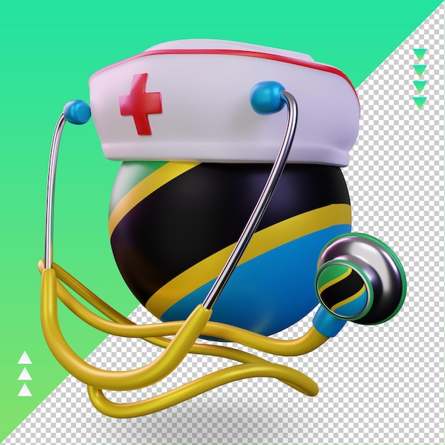 3d nurse day tanzania flag rendering right view