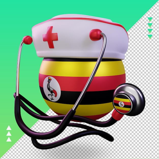 3d nurse day uganda flag rendering right view