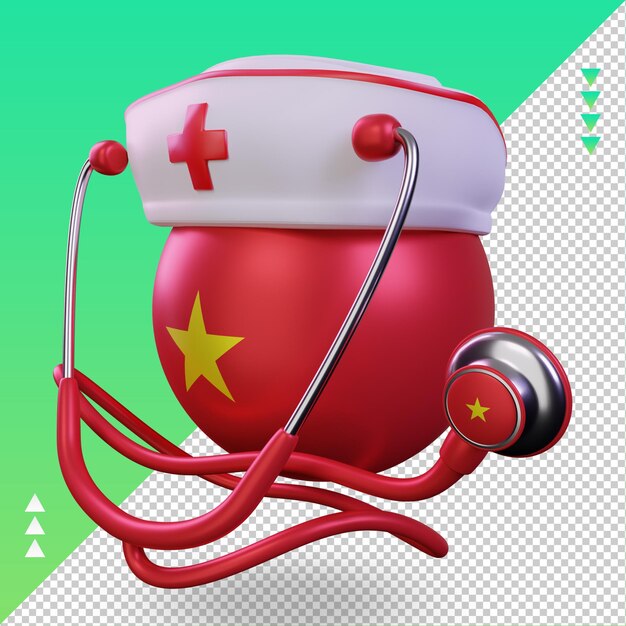 3d nurse day Vietnam flag rendering right view