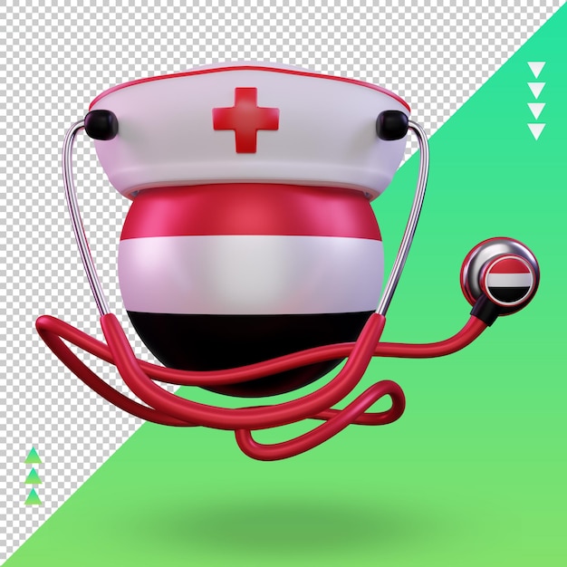 PSD 3d nurse day yemen flag rendering front view