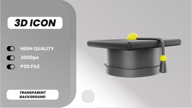 3d Obiekt Ikona Graduation Hat